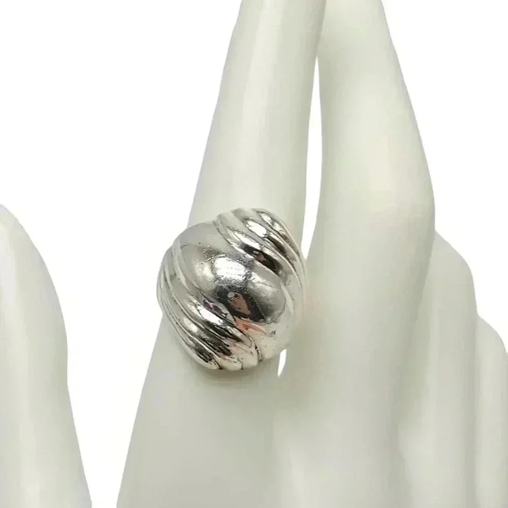 Vintage Modernist Sleek Puffy Sterling Silver Ring 7.75 Vintage